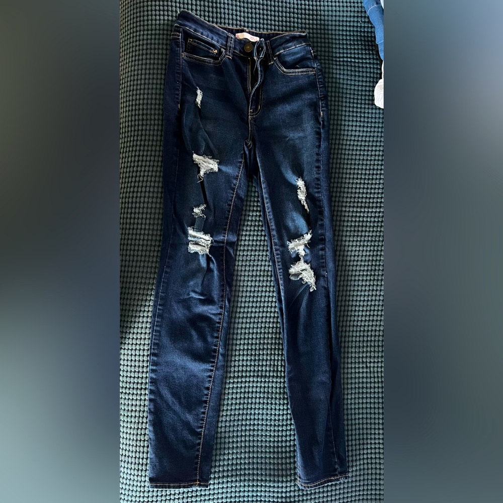Dark Blue Ripped Skinny Jeans